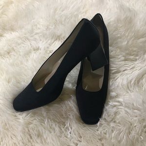 Enzo Angiolini Black Satin Pumps NWOB